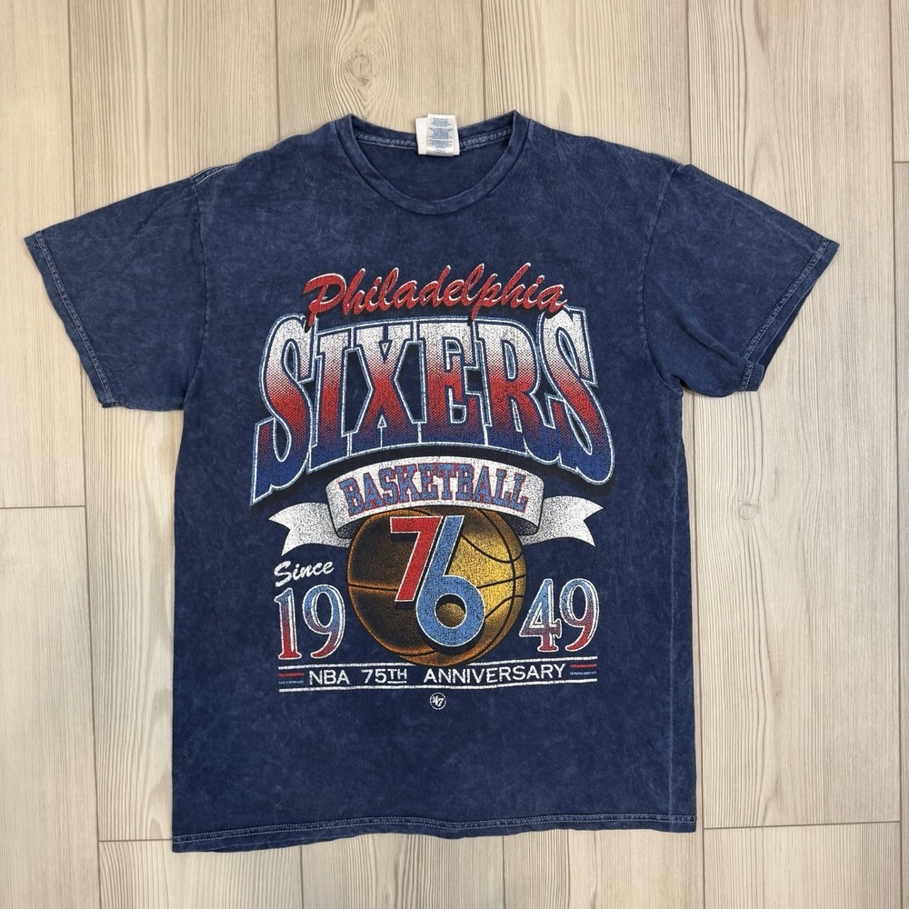 Men's Philadelphia 76ers '47 Navy 75th Anniversary City‎ Edition Mineral Wash